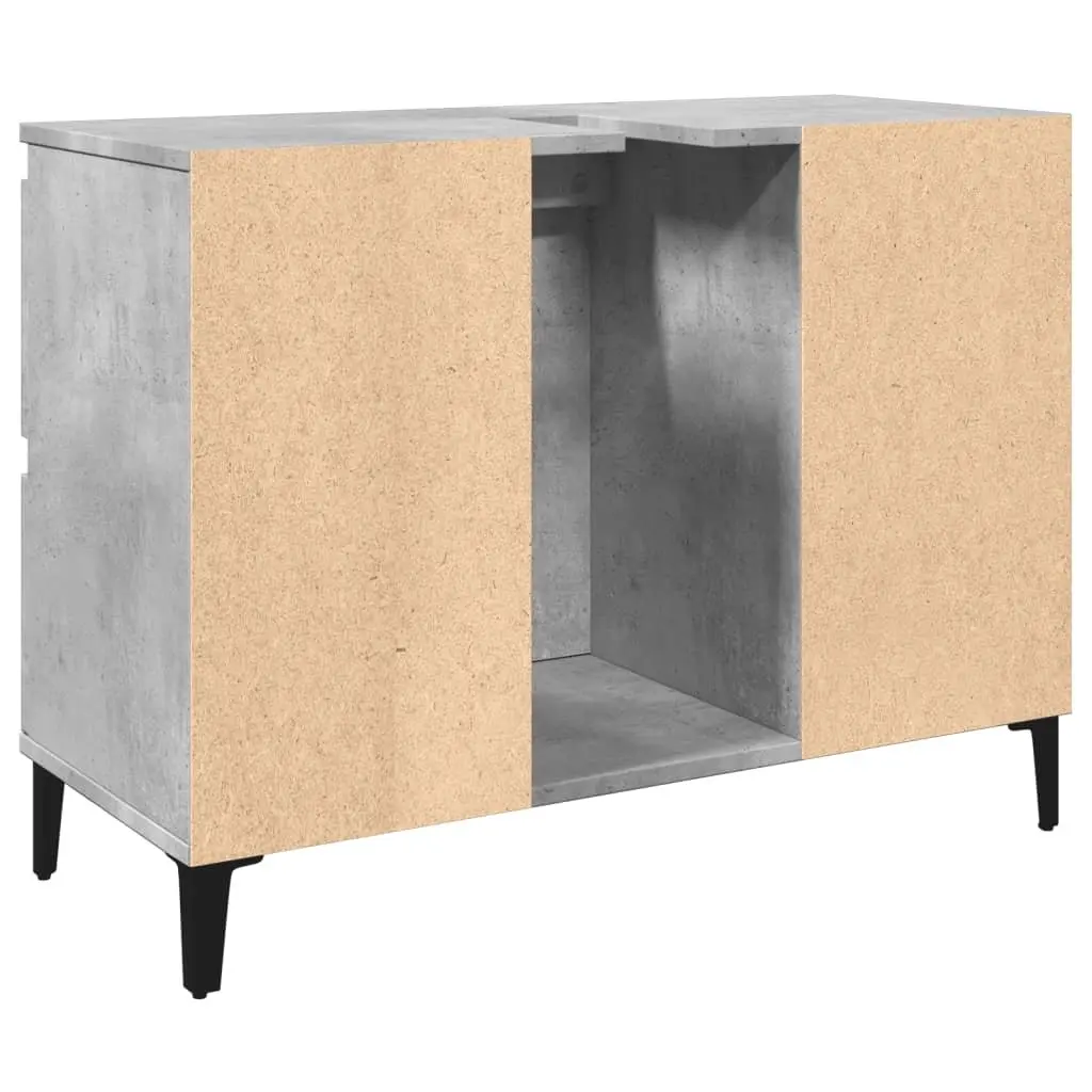 Grey Bathroom Vanity Unit Engineered Wood Storage 80x33x60cm 4 Drawers Metal Feet