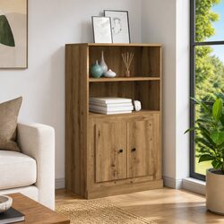 Highboard Storage Cabinet Brown Sideboard Engineered Wood Furniture Buffet