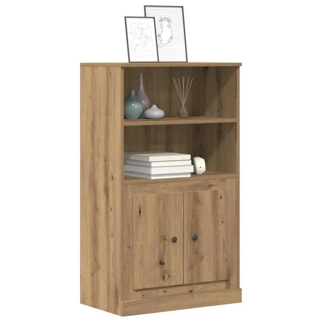 Highboard Storage Cabinet Brown Sideboard Engineered Wood Furniture Buffet