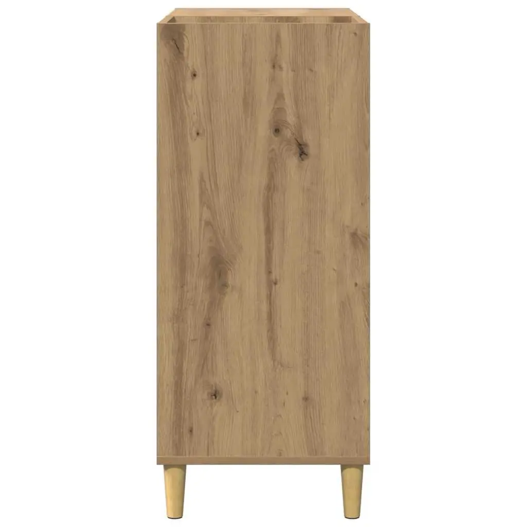 Vinyl LP Storage Organizer Brown Engineered Wood Display Cabinet Sturdy Top for Record Player and Music Collection Management