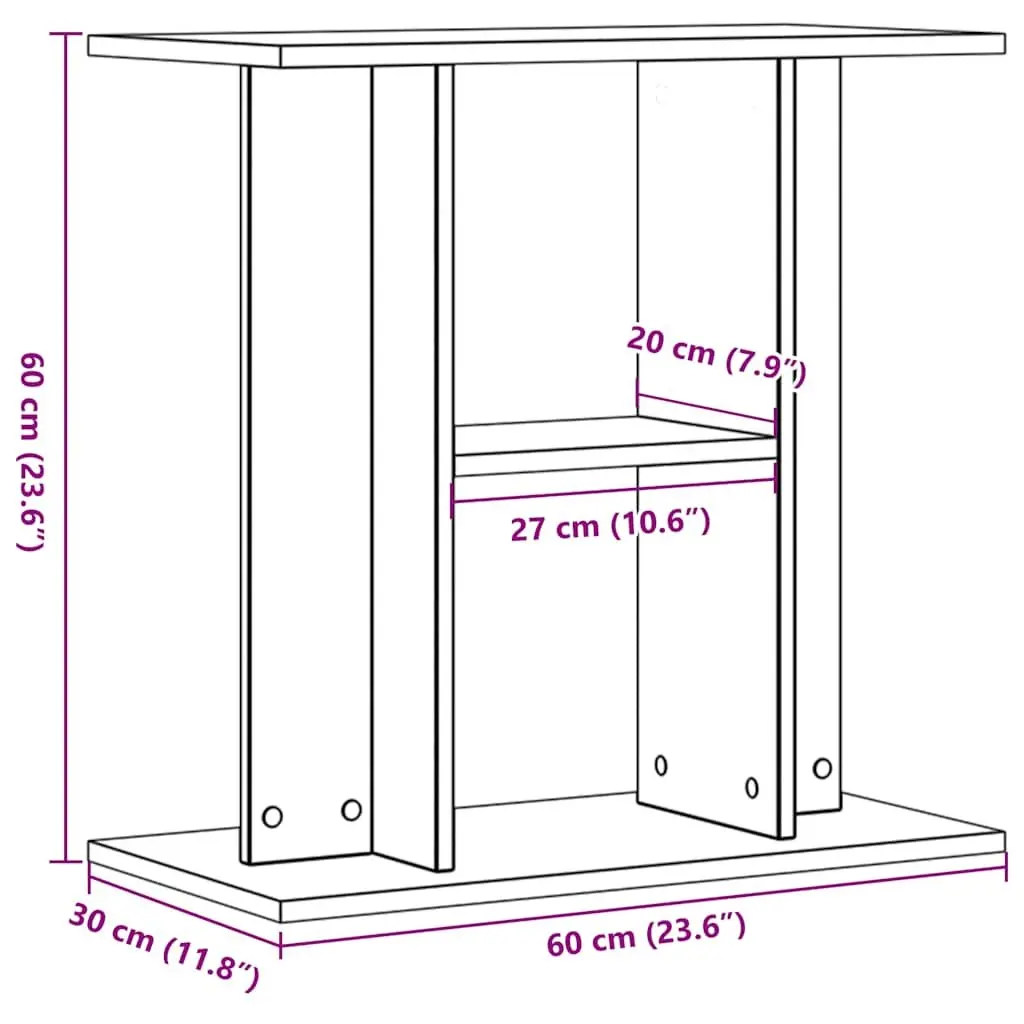 Aquarium Stand Engineered Wood 60x30x60 cm 3 Tier Storage Old Wood Finish