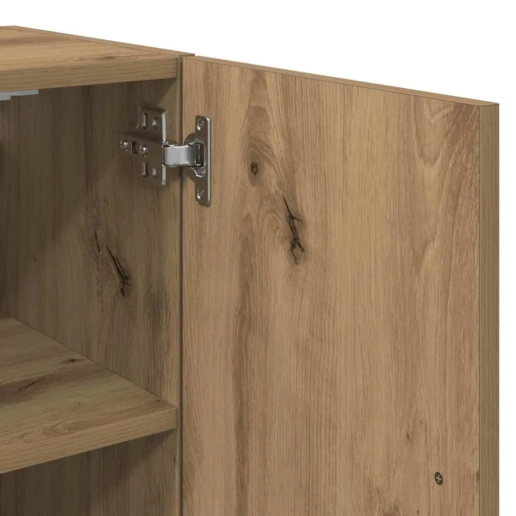 Wall Cabinet Storage Floating Engineered Wood Brown Home Organiser 60x31x70cm