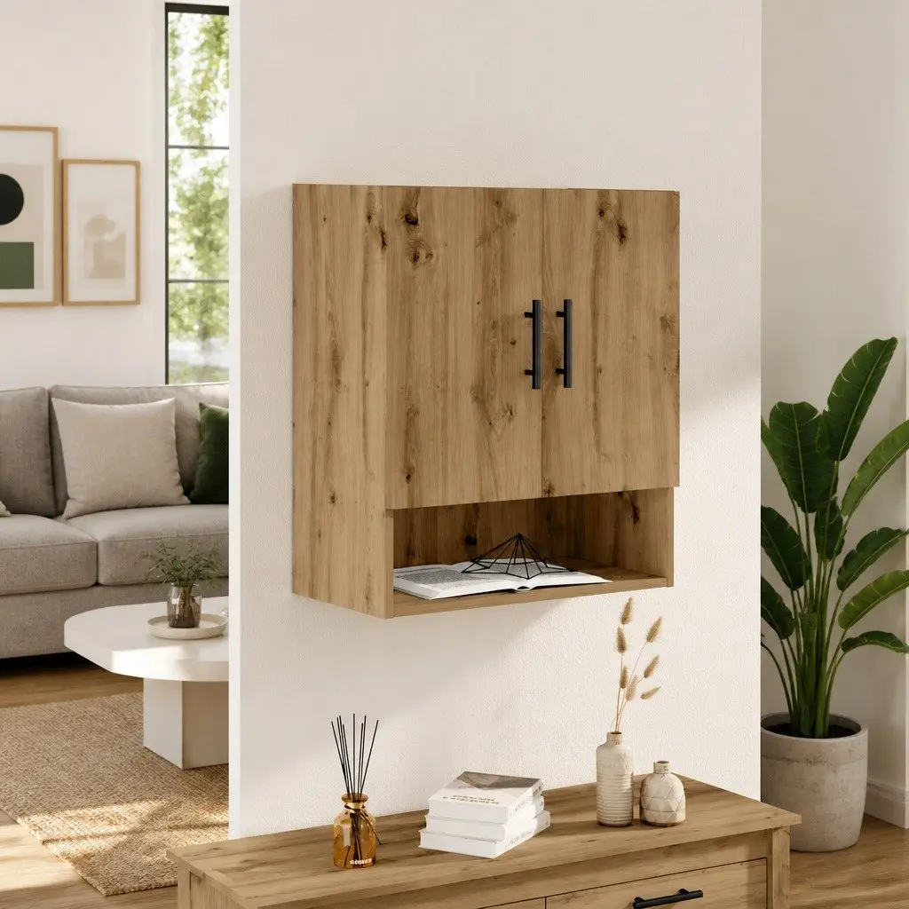 Wall Storage Cabinet Floating Engineered Wood Brown 60x31x70 cm Home Organizer
