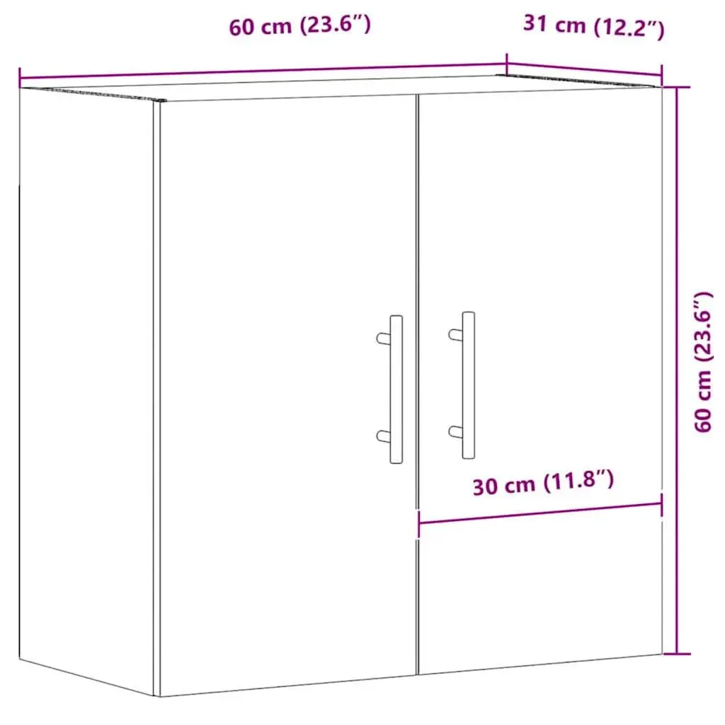 Wall Cabinet Storage Engineered Wood Brown 60x31x60 cm
