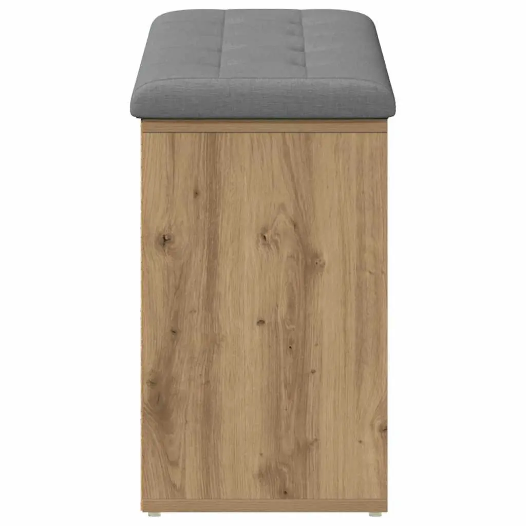 Shoe Bench Engineered Wood Brown Padded Seat Storage Entryway Hallway Furniture