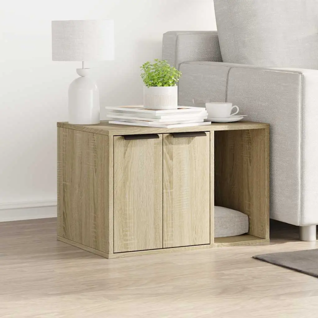 Cat Litter Box Enclosure Furniture Engineered Wood Cabinet Side Table Storage