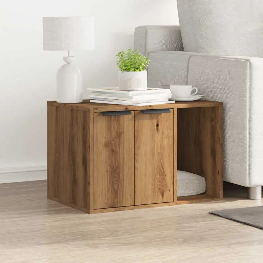 Cat Litter Box Enclosure Furniture Hidden Design Brown Storage Cabinet Side