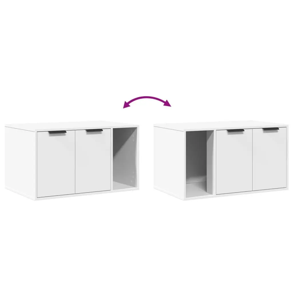 Cat Litter Box Enclosure Furniture Hidden Cabinet White 80x50x45cm Side Table