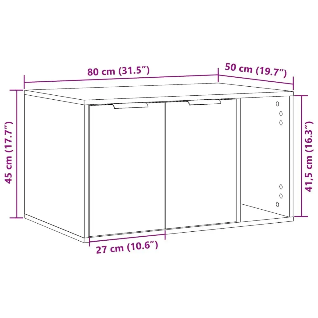Cat Litter Box Enclosure Furniture Hidden Cabinet White 80x50x45cm Side Table