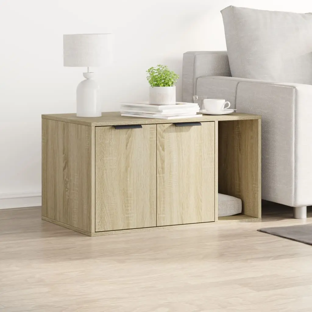 Cat Litter Box Enclosure Brown Engineered Wood Side Table Storage Cabinet