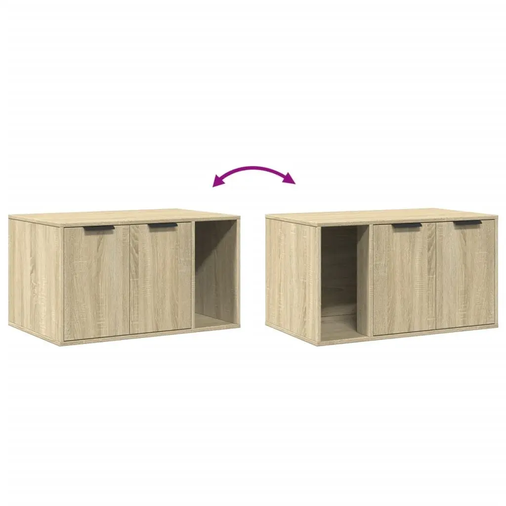 Cat Litter Box Enclosure Brown Engineered Wood Side Table Storage Cabinet