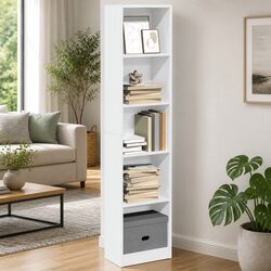 Practical White Bookcase for Any Room: 40x24x176 cm