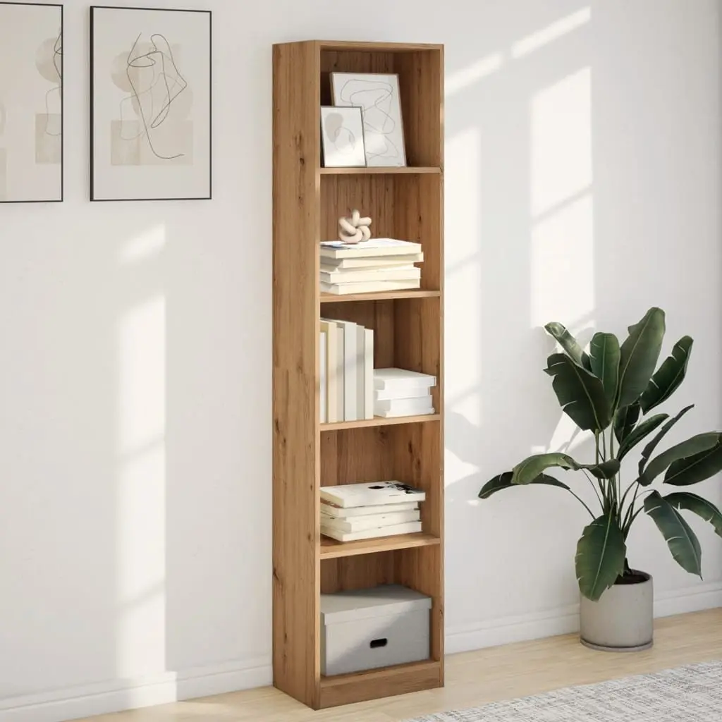 Open Shelving Bookcase Engineered Wood Brown Storage Unit 40W x 24D x 176H cm Suitable for Home Office and Living Spaces