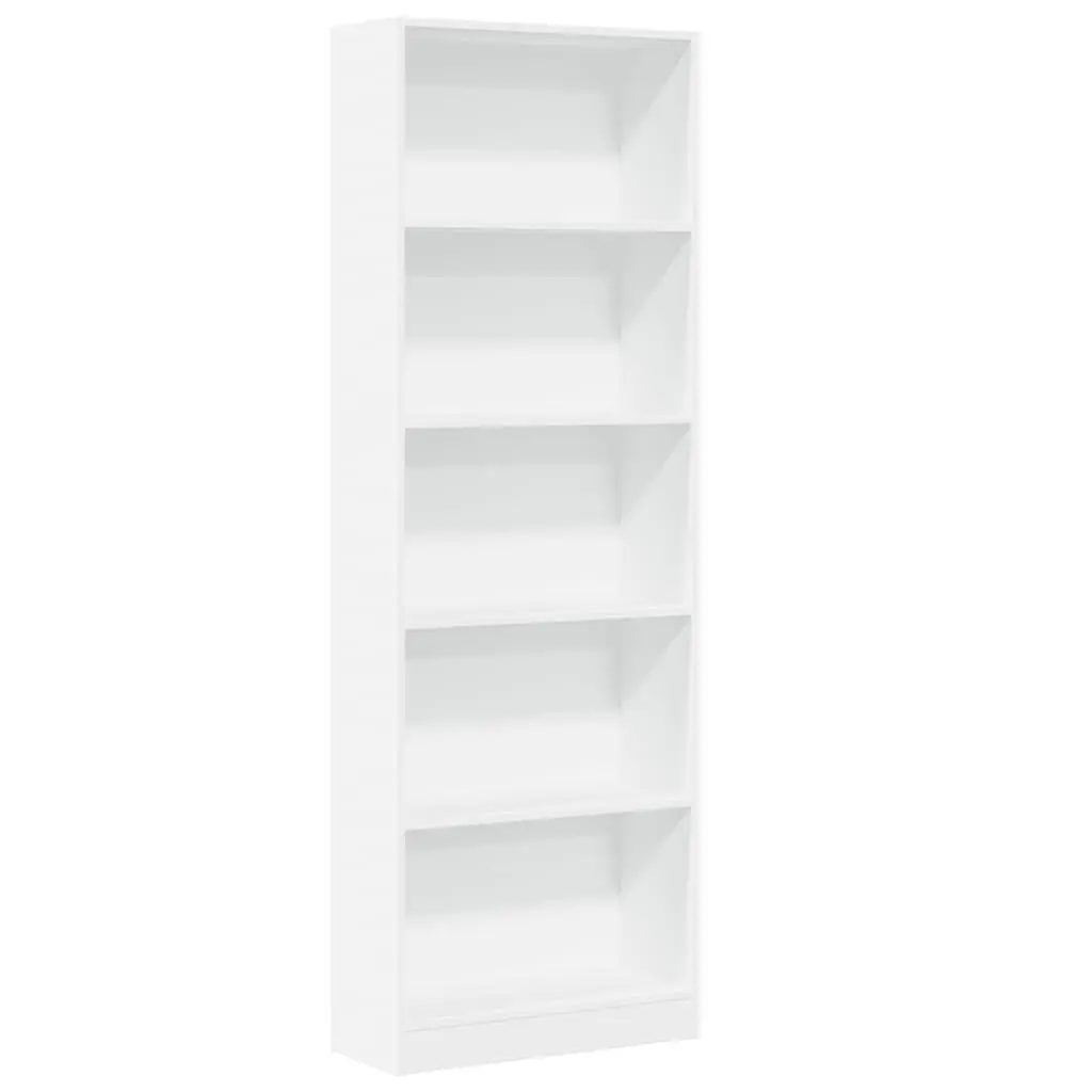 Bookcase White 60x24x176 cm Open Shelving Storage Cabinet Home Office Organiser
