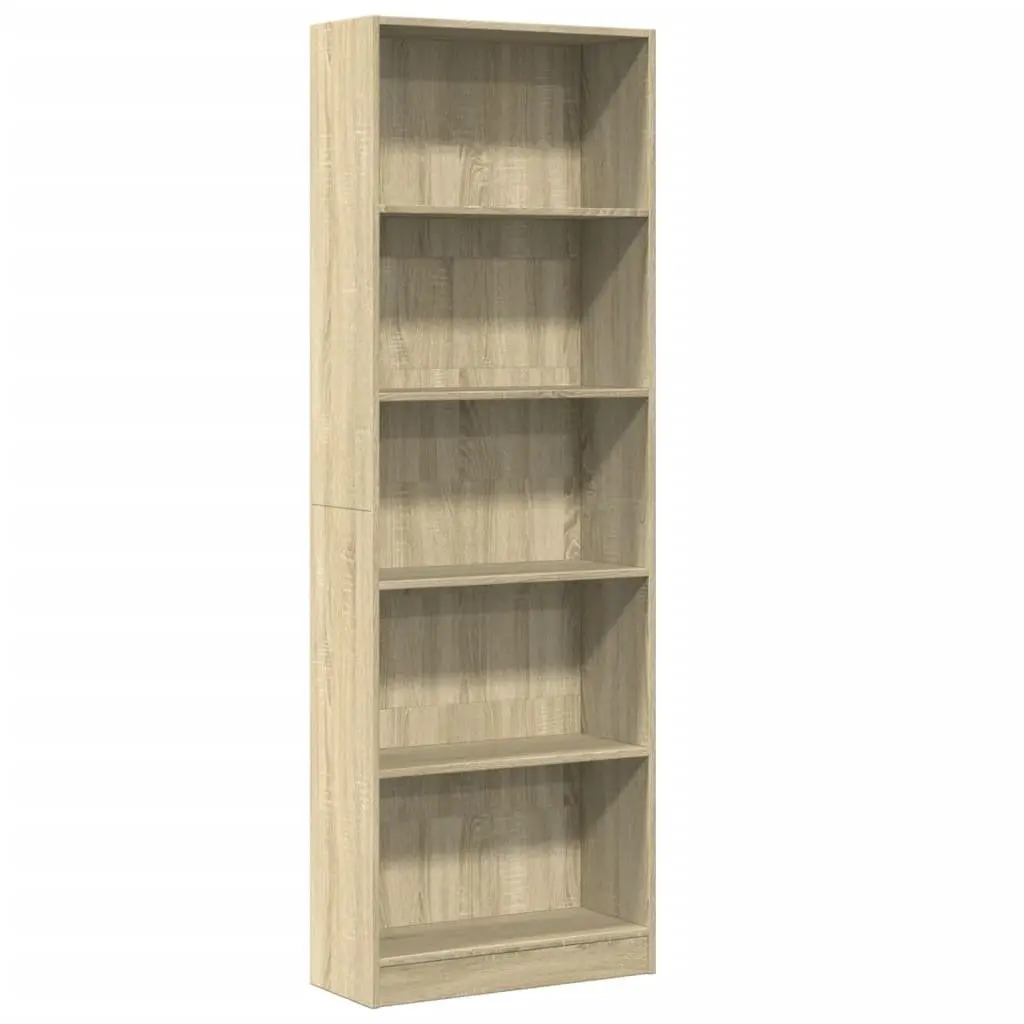 Bookcase Storage Unit Engineered Wood Open Compartments 60x24x176cm Brown