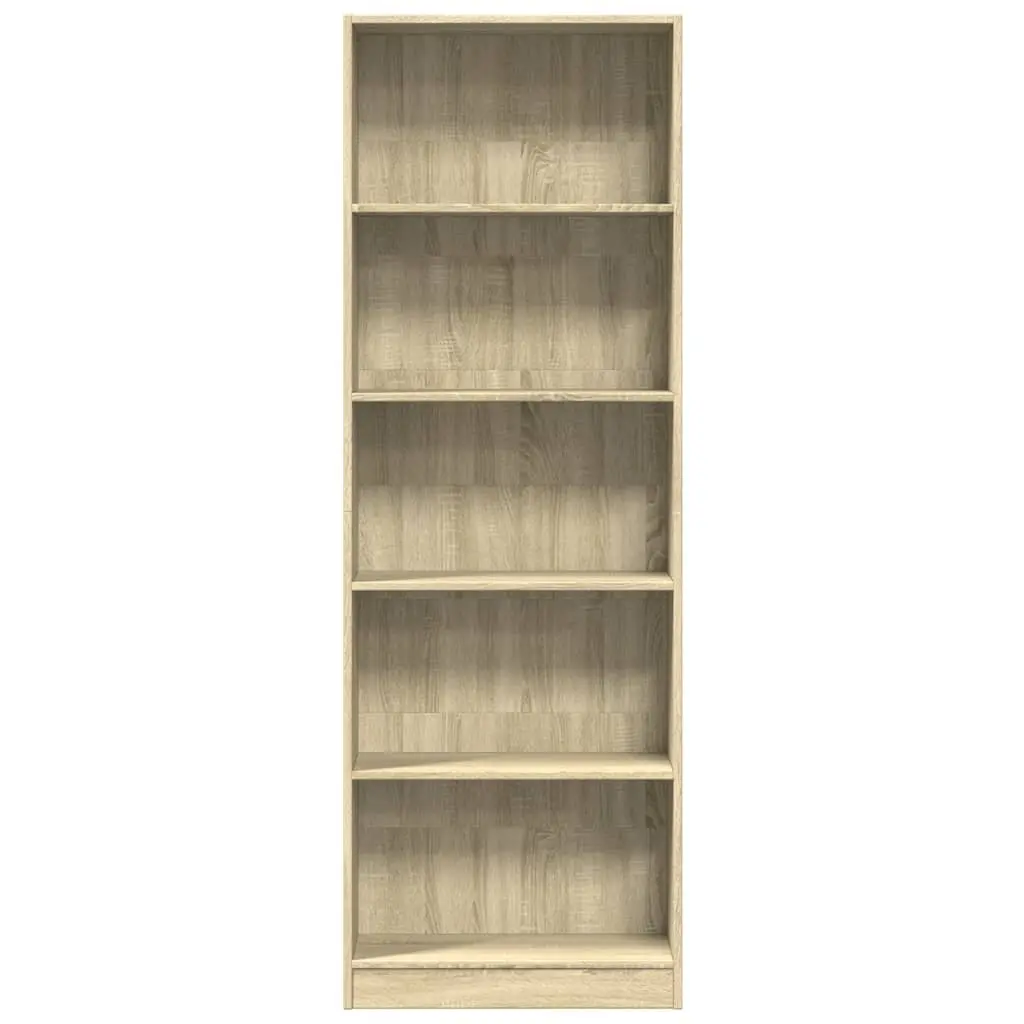 Bookcase Storage Unit Engineered Wood Open Compartments 60x24x176cm Brown
