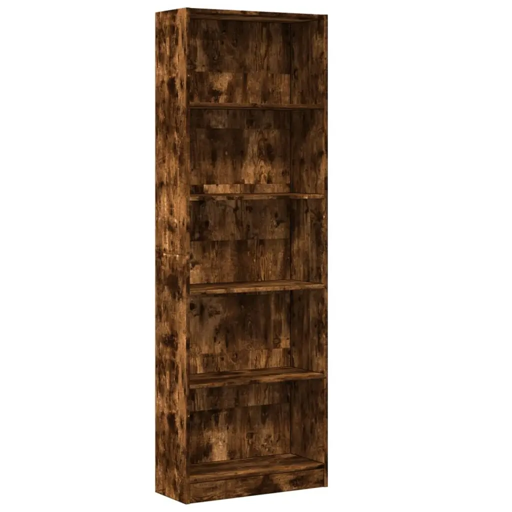 Bookcase Smoked Oak 60x24x176 cm Brown Engineered Wood Standing Shelf Storage