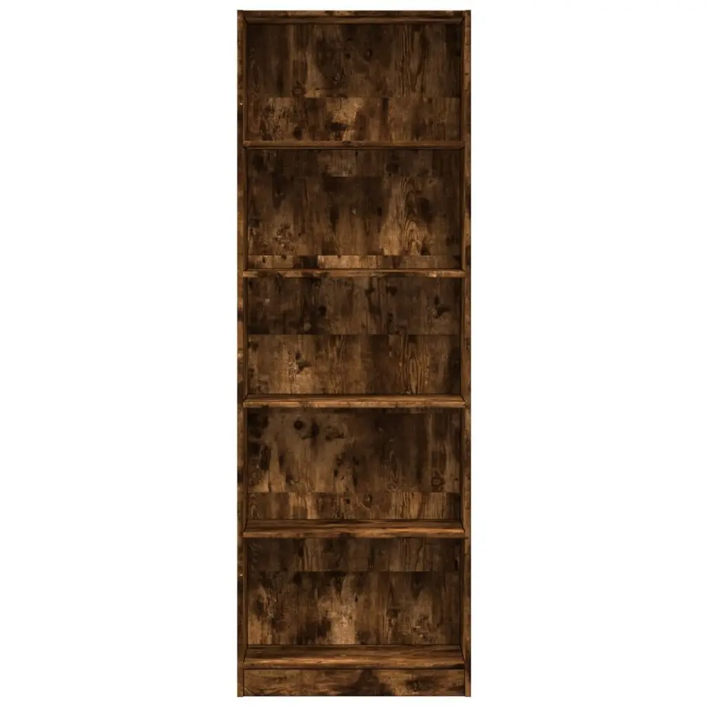 Bookcase Smoked Oak 60x24x176 cm Brown Engineered Wood Standing Shelf Storage