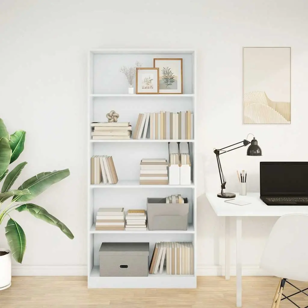 White Bookcase for Home Office 80x24x176 cm