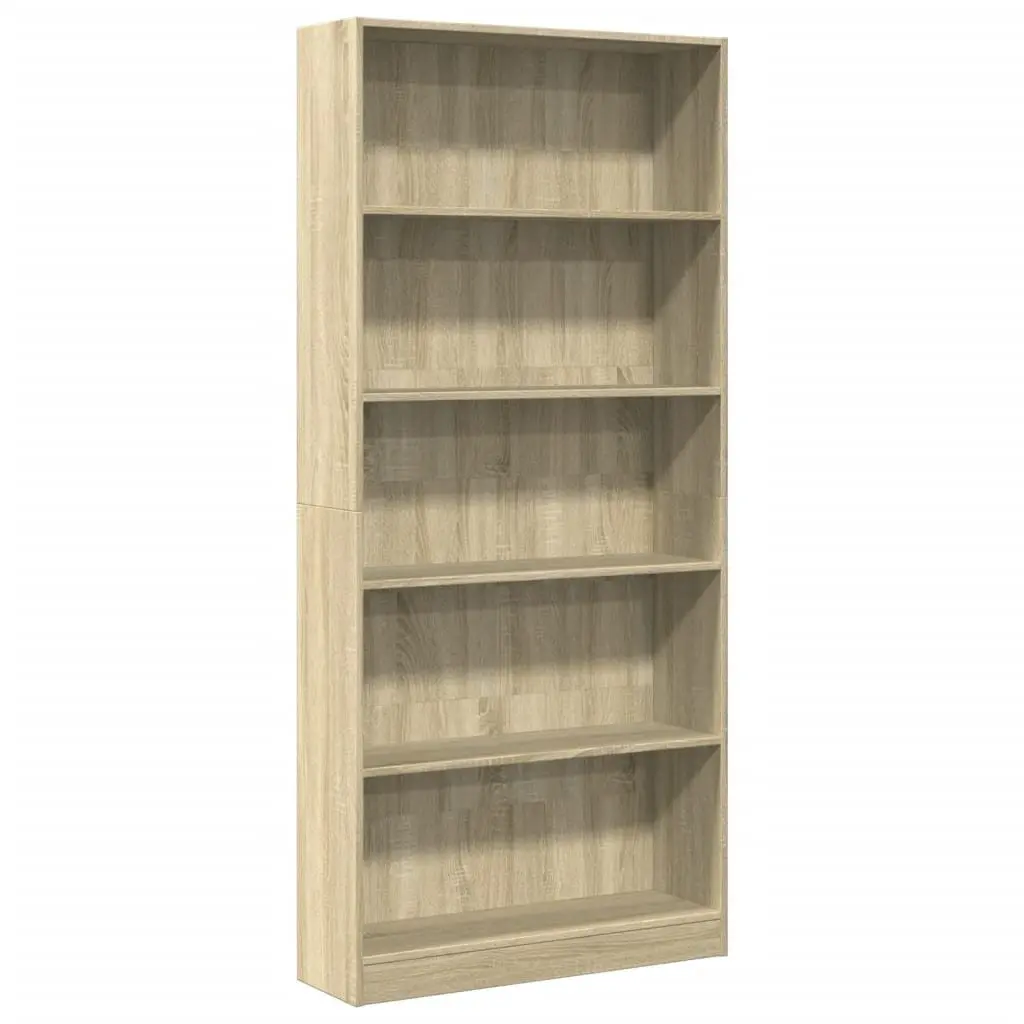 Bookcase Engineered Wood 80x24x176cm Brown Open Shelving Storage Cabinet