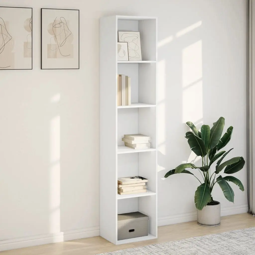Bookcase Engineered Wood 40x30x189 cm White Open Shelves Storage Cabinet