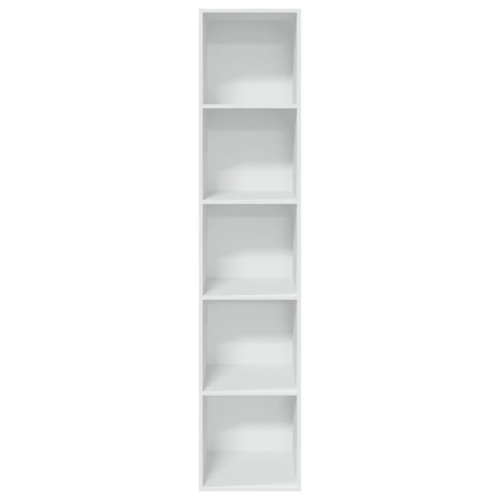 Bookcase Engineered Wood 40x30x189 cm White Open Shelves Storage Cabinet