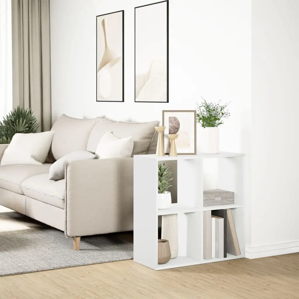 Room Divider Bookcase Engineered Wood 69.5x29x69.5 cm White Cube Storage Shelving Unit