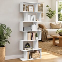 Functional 6-Tier White Bookcase for Any Room