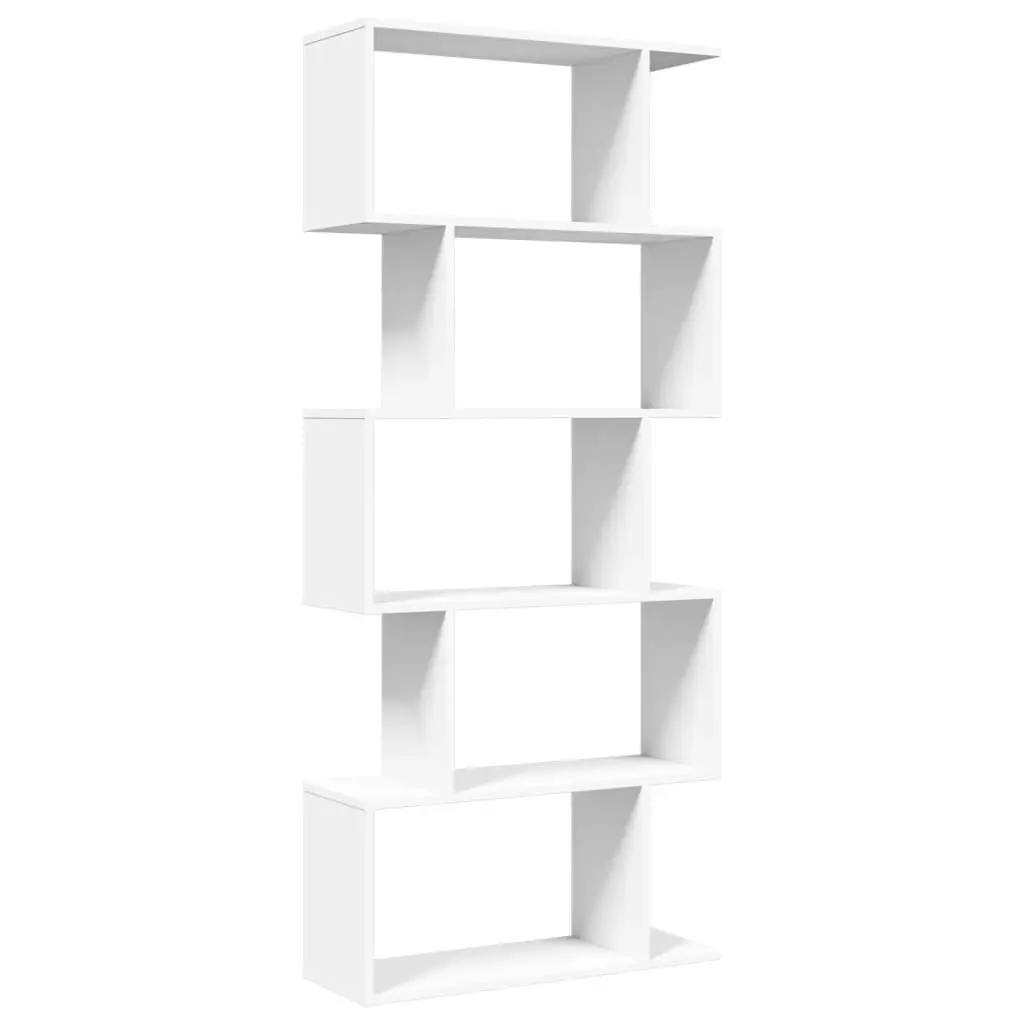 Room Divider Bookcase Engineered Wood 5-Tier 70x24x161cm White