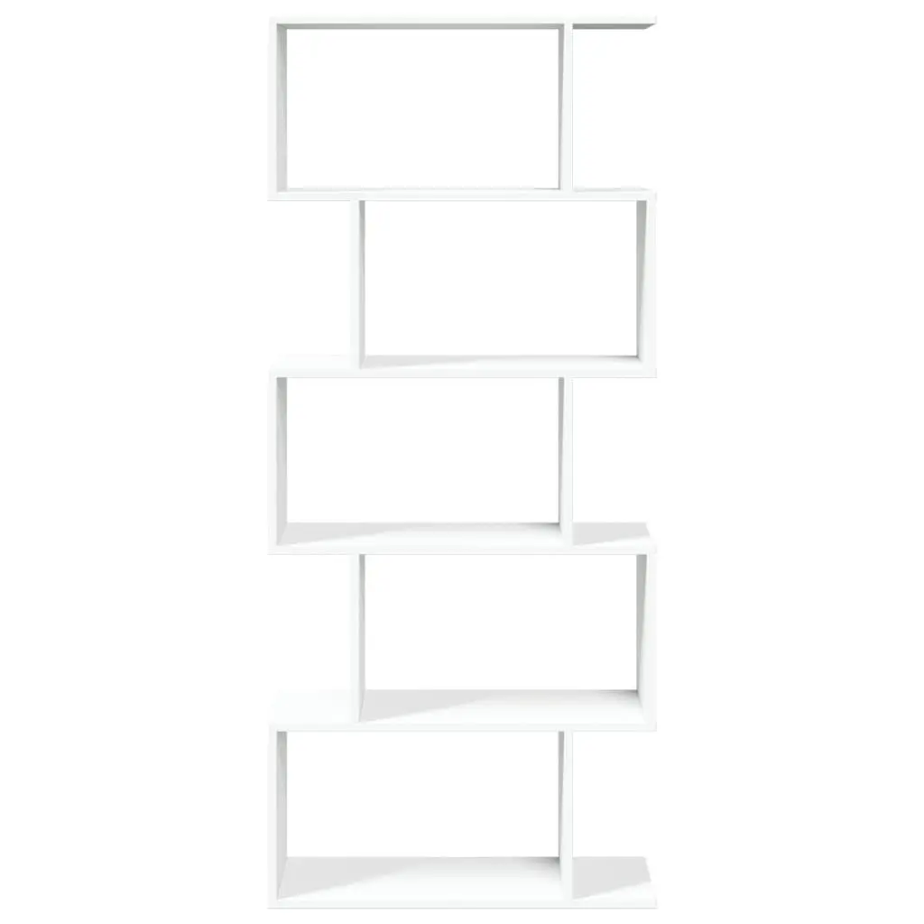 Room Divider Bookcase Engineered Wood 5-Tier 70x24x161cm White