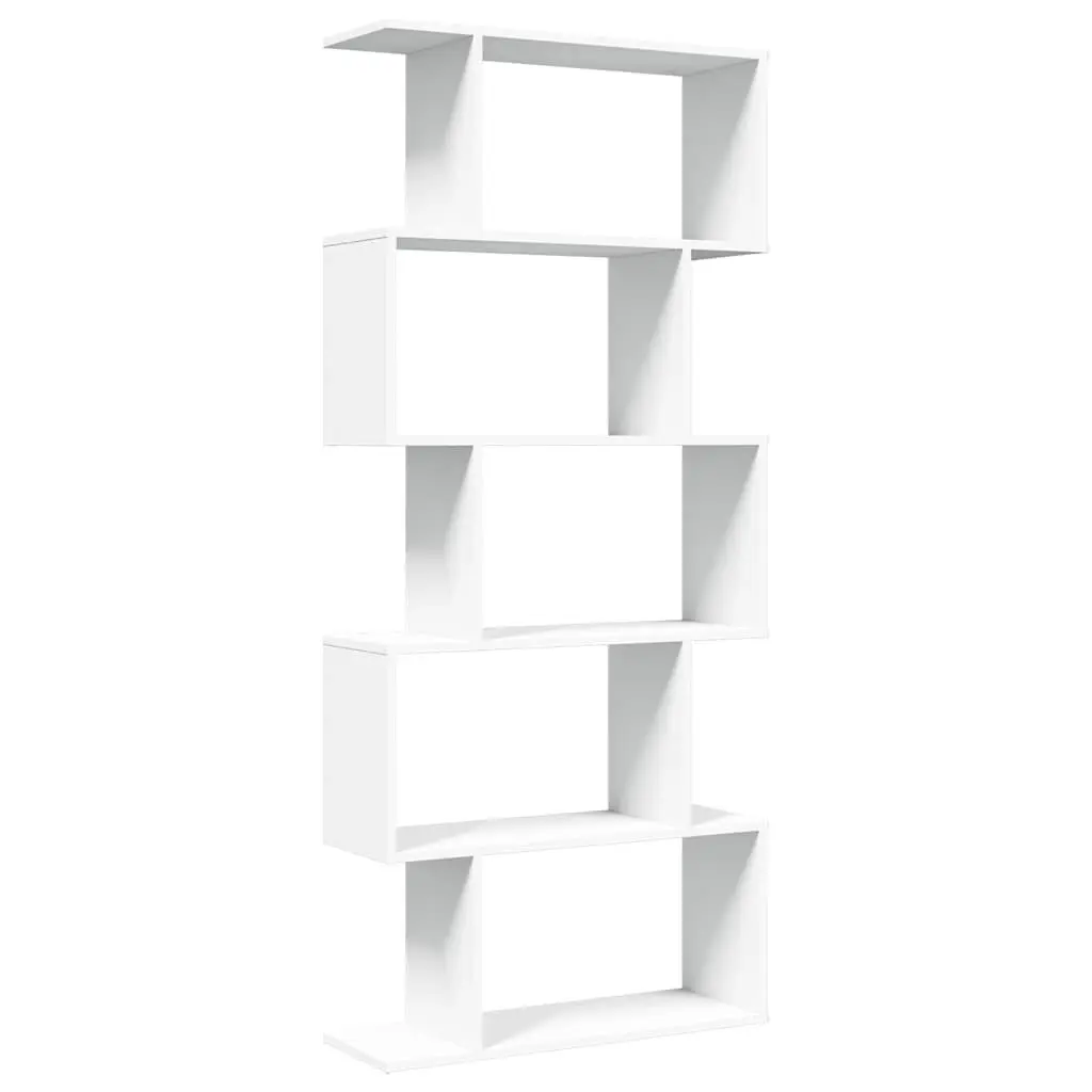 Room Divider Bookcase Engineered Wood 5-Tier 70x24x161cm White