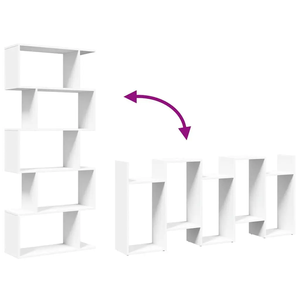 Room Divider Bookcase Engineered Wood 5-Tier 70x24x161cm White
