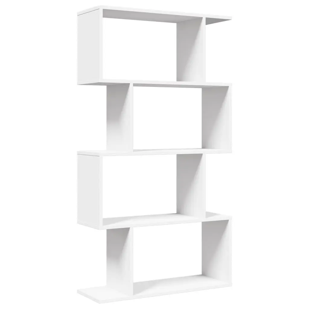 Room Divider Bookcase 4-Tier White Engineered Wood Shelving Unit Storage Display
