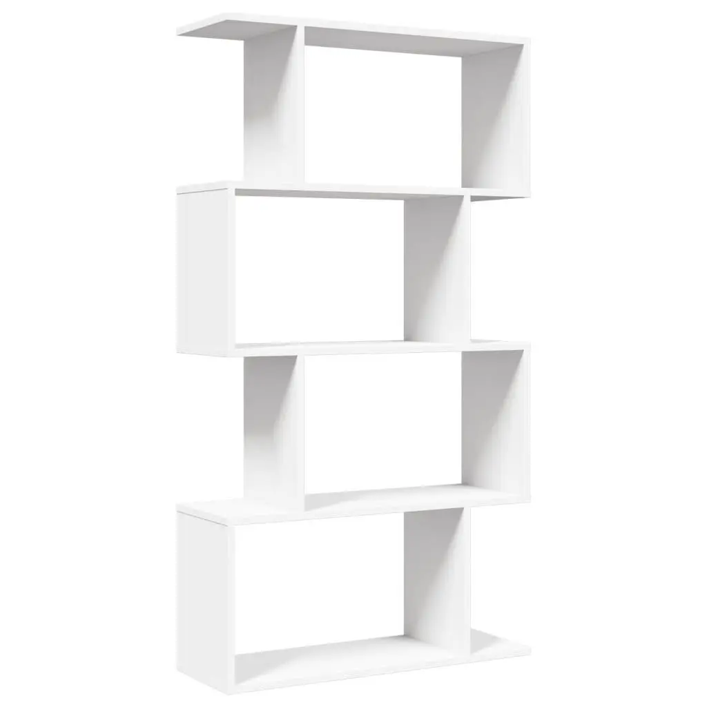 Room Divider Bookcase 4-Tier White Engineered Wood Shelving Unit Storage Display