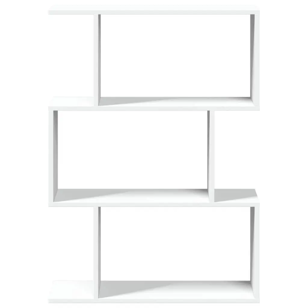Room Divider Bookcase 3-Tier White Engineered Wood Storage Shelving Unit