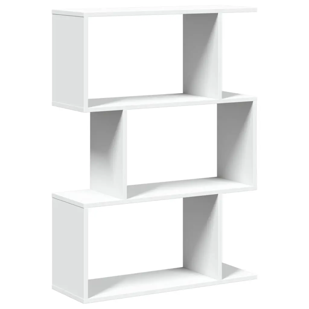 Room Divider Bookcase 3-Tier White Engineered Wood Storage Shelving Unit