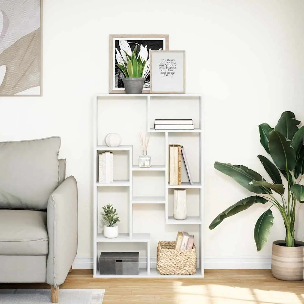 Bookcase Engineered Wood 72x20x120.5 cm White Shelving Unit Storage Display