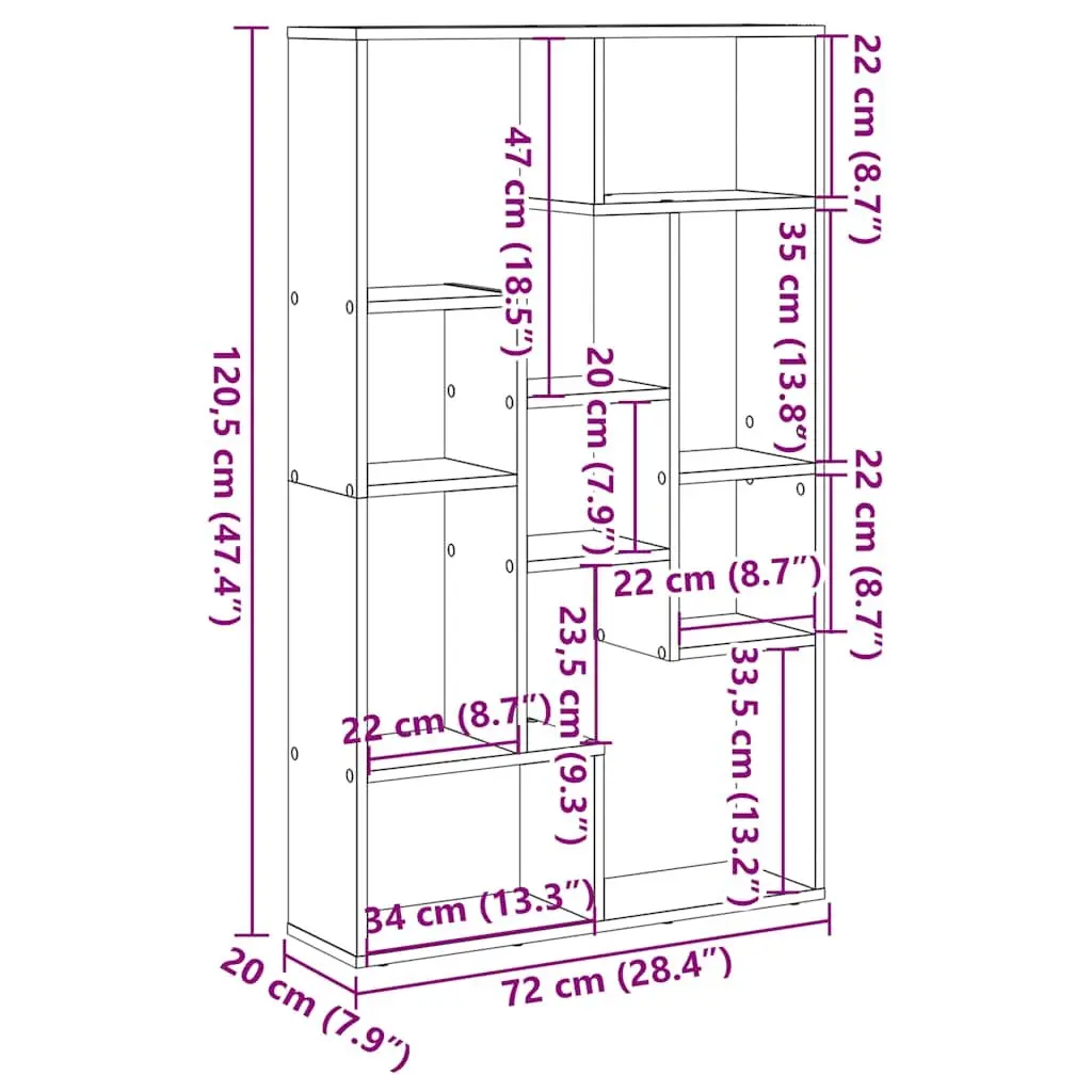 Bookcase Engineered Wood 72x20x120.5 cm White Shelving Unit Storage Display