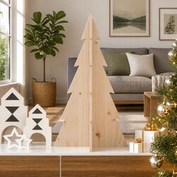 Versatile 80cm Wooden Christmas Tree for All Occasions