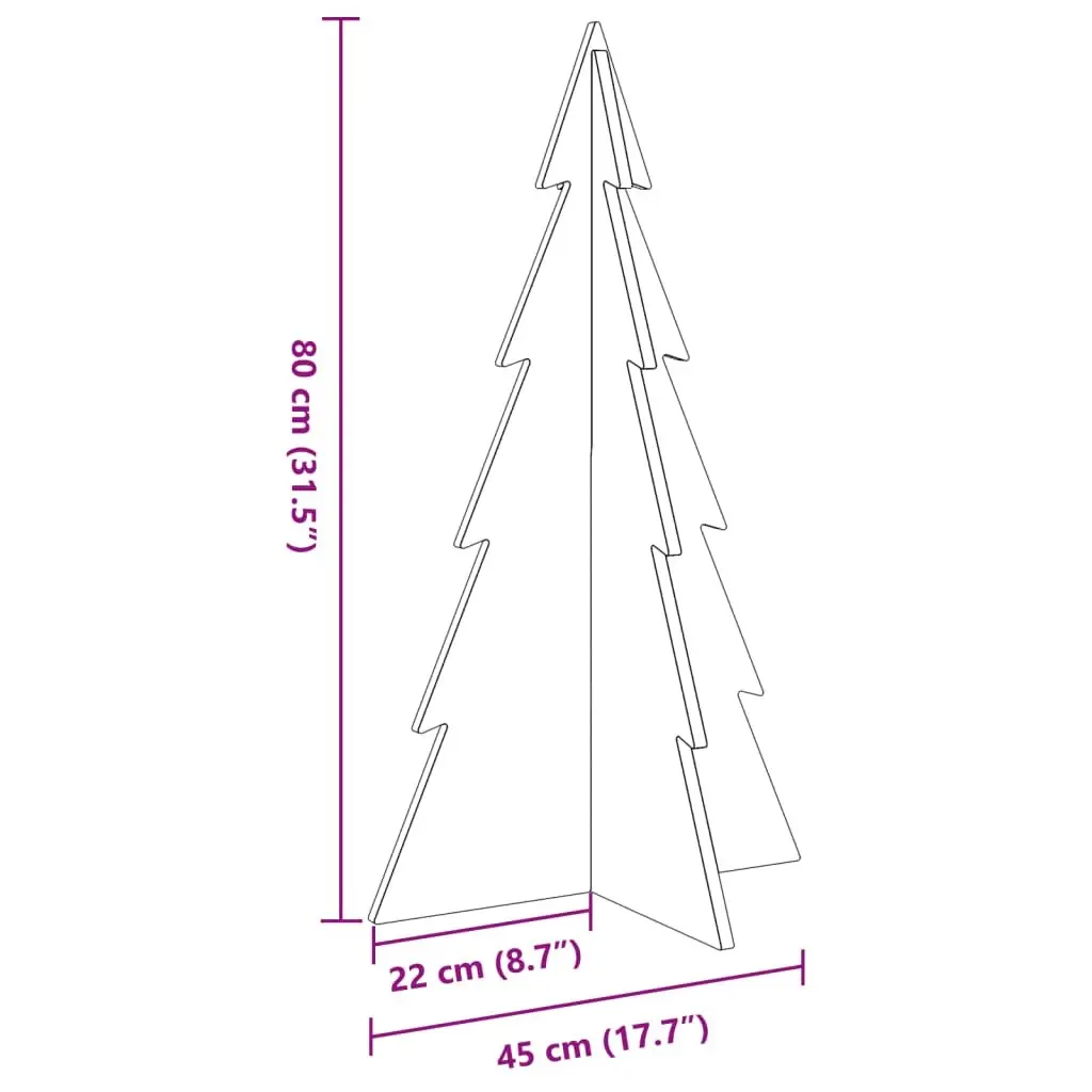 Wooden Pine Tree Decoration 80cm Rustic Natural Brown Holiday Seasonal Decor