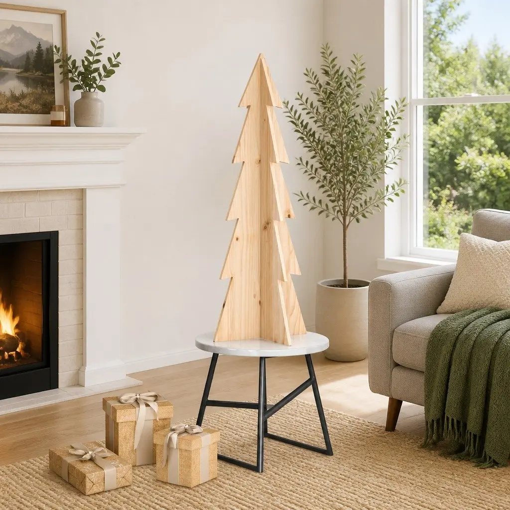 Wooden Christmas Tree 112cm for Holiday Decor