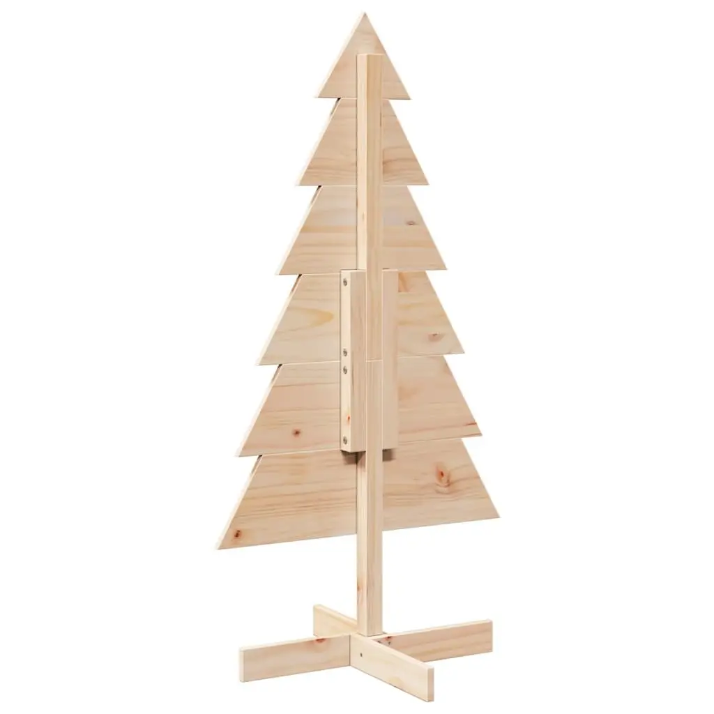 Wooden Christmas Tree Decoration Solid Pine 120cm Natural Brown Holiday Seasonal Decor