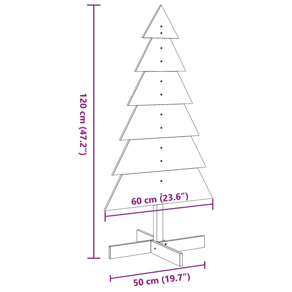 Wooden Christmas Tree Decoration Solid Pine 120cm Natural Brown Holiday Seasonal Decor