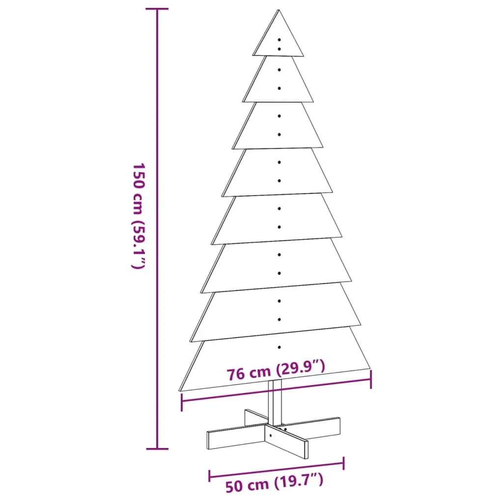 Pine Wooden Christmas Tree Decoration 150cm Rustic Solid Brown