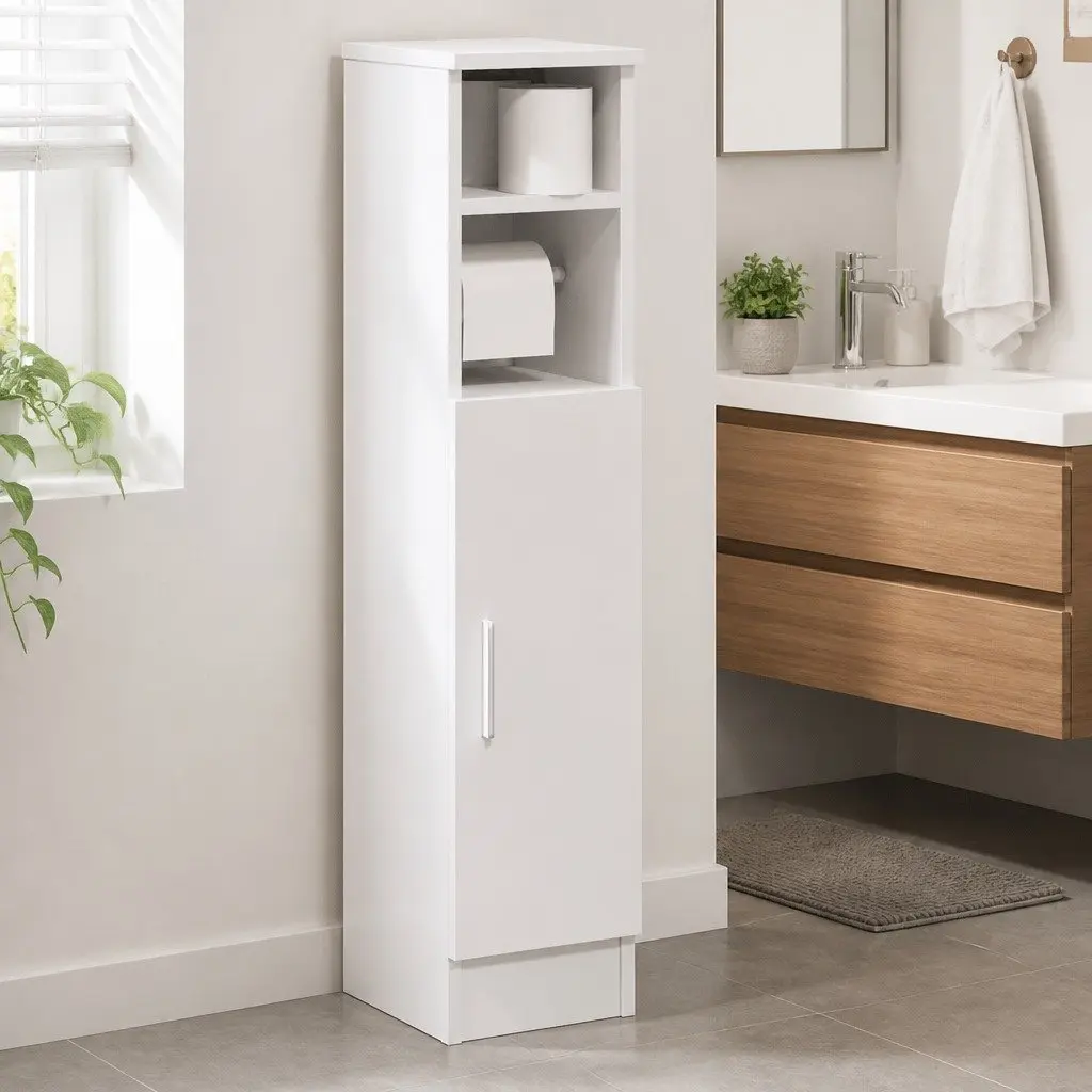 Bathroom Cabinet with Toilet Roll Holder