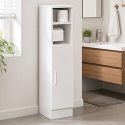 Functional Bathroom Cabinet with Toilet Roll Holder