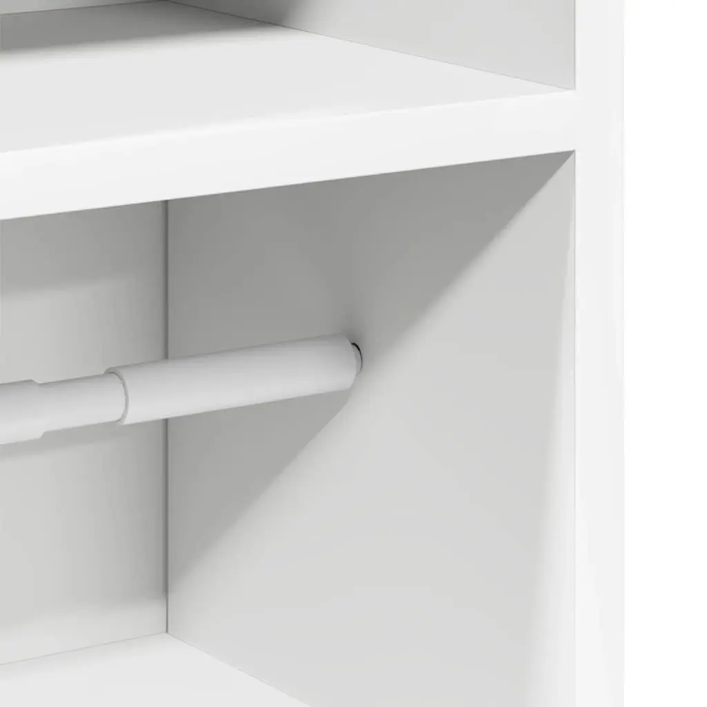 Bathroom Cabinet Engineered Wood 20.5 x 22 x 90 cm White with Toilet Roll Holder