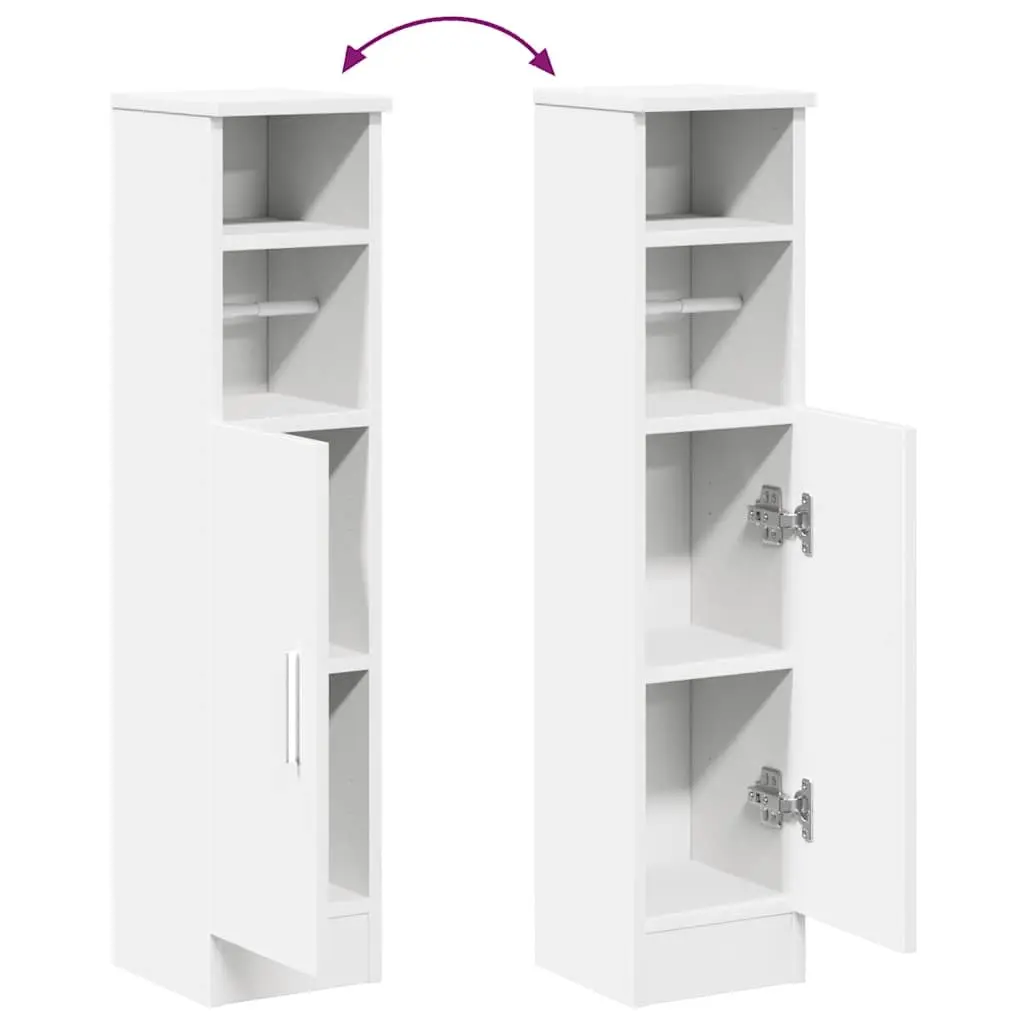 Bathroom Cabinet Engineered Wood 20.5 x 22 x 90 cm White with Toilet Roll Holder