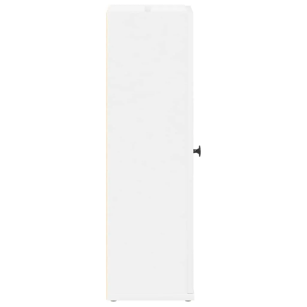 White Bathroom Cabinet Storage Cupboard with Toilet Roll Holder Shelves