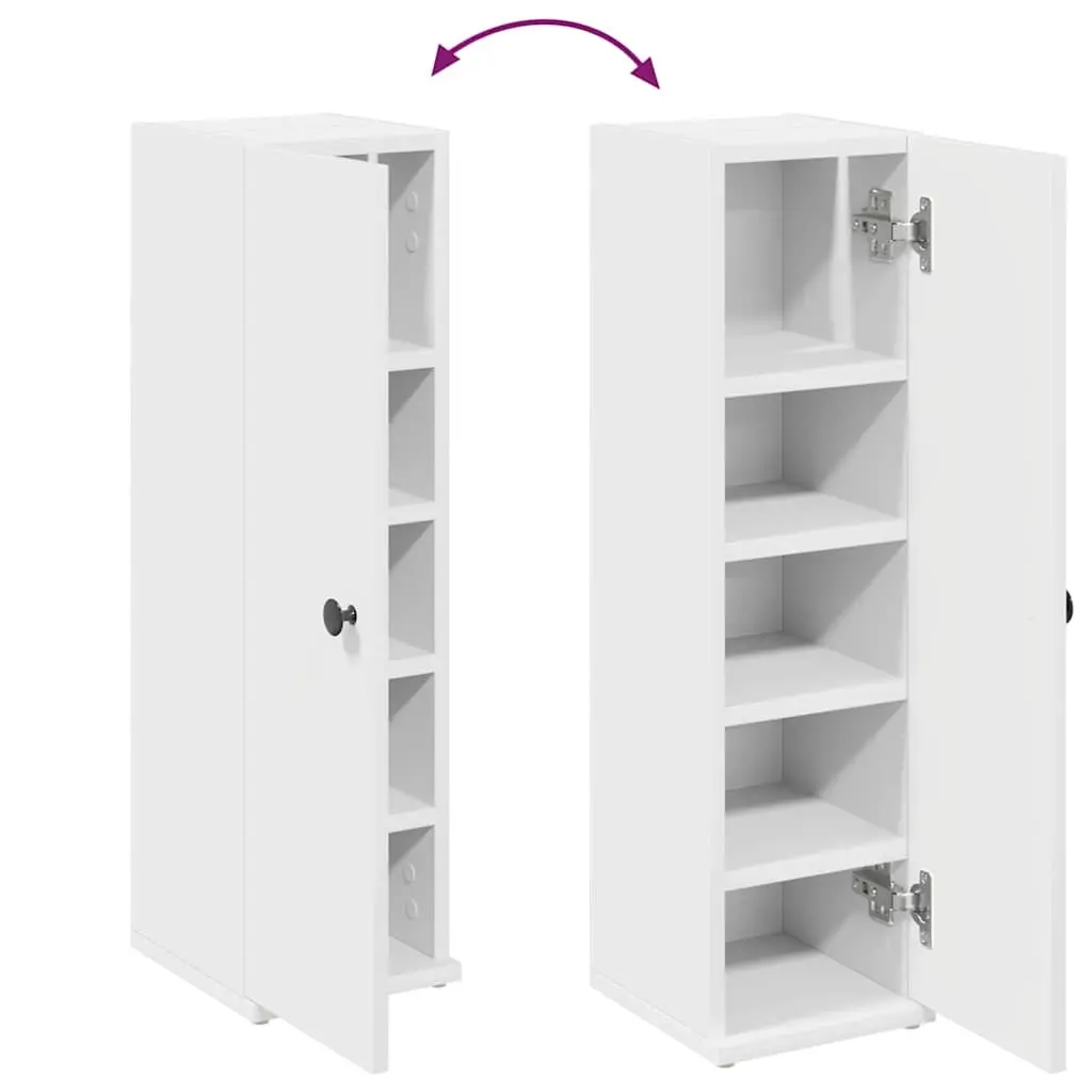 White Bathroom Cabinet Storage Cupboard with Toilet Roll Holder Shelves